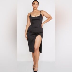NWT House of CB Casimira Satin Black Corset Dress Size XL